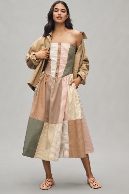 LEO LIN Rayna Appliqué Bustier Maxi Dress | Anthropologie