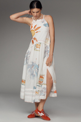 PILCRO SLEEVELESS TWOFER MIDI DRESS 