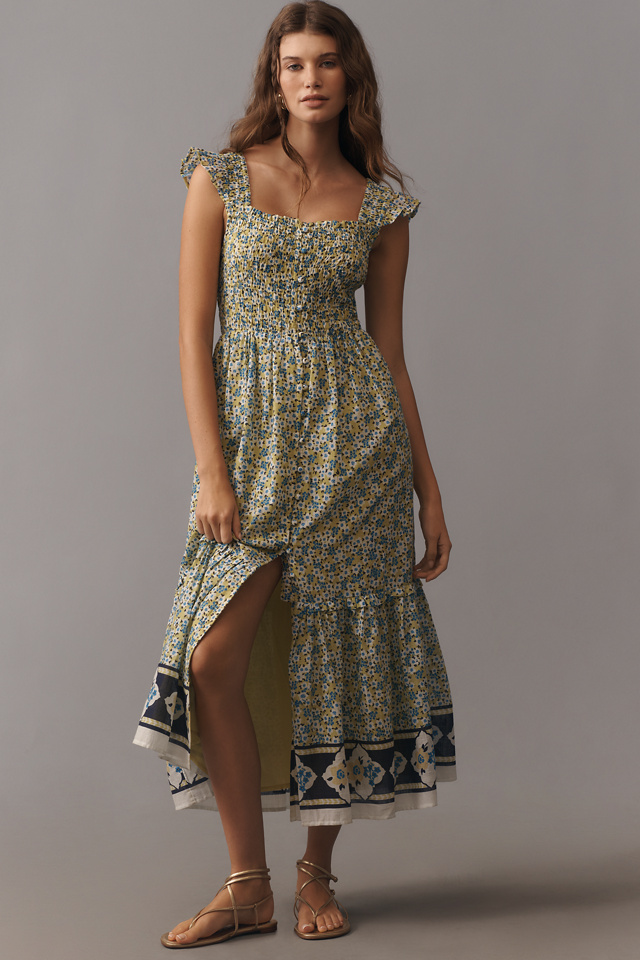 Peregrine Square-Neck Midi Dress