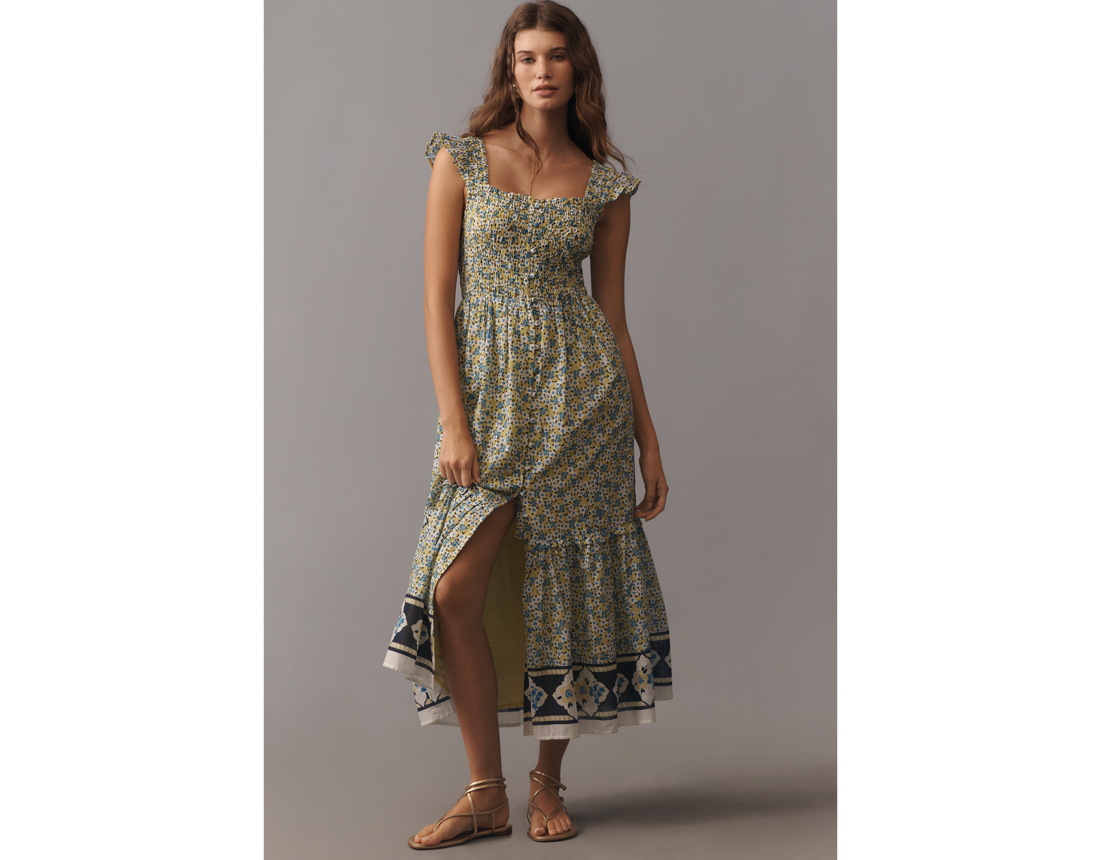 Peregrine Square-Neck Midi Dress