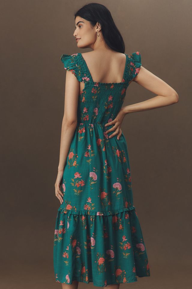 The Peregrine Square-Neck Midi Dress #1