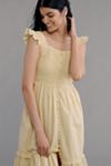 By Anthropologie Drop-Waist Ruched Midi Dress