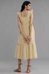 By Anthropologie Drop-Waist Ruched Midi Dress