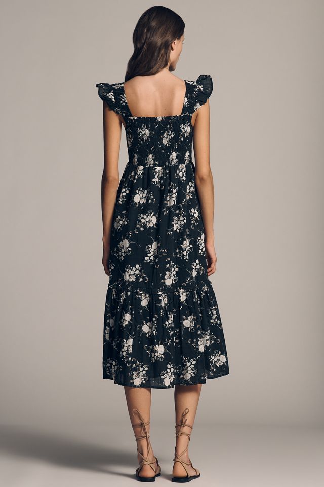 simple black midi dress with sleeves Black Boat Neck Long Sleeve A-Line Penni Midi Dress
