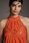 By Anthropologie Halter Cutwork Lace Dress