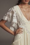 By Anthropologie V-Neck Flutter-Sleeve Midi Dress