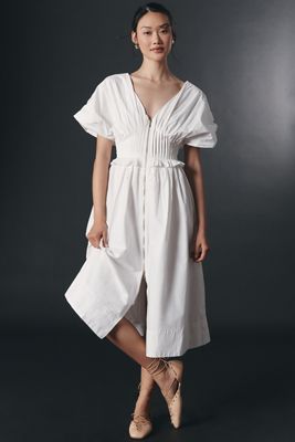 By Anthropologie V-Neck Zip-Front Midi Dress