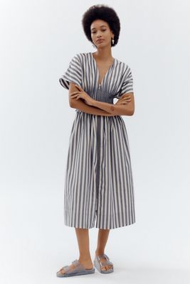 By Anthropologie V-Neck Zip-Front Midi Dress