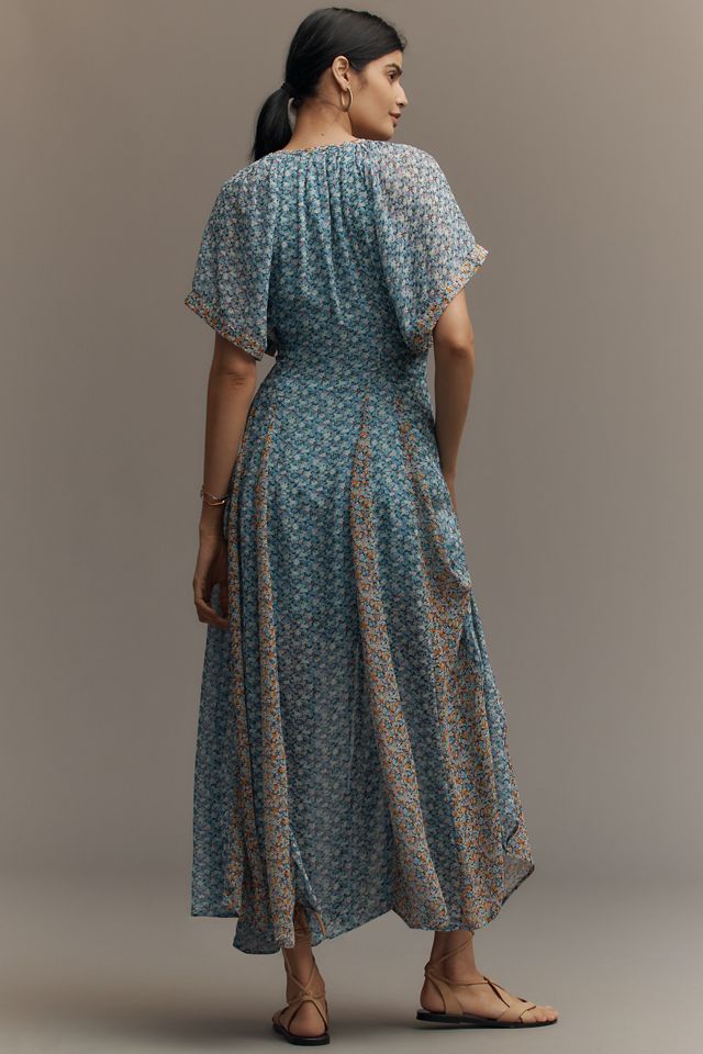 anthropologie nikki pleated maxi dress Anthropologie Nikki Pleated Maxi Sundress Multi Sz L
