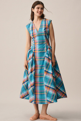Maeve Sleeveless V-Neck Basque-Waist Midi Dress product page
