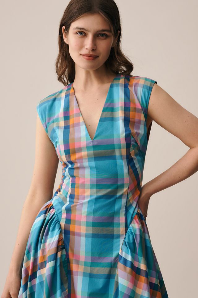 Maeve Sleeveless V-Neck Basque-Waist Midi Dress #1
