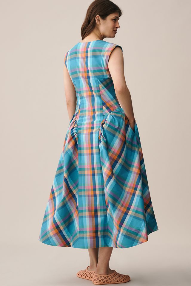 Maeve Sleeveless V-Neck Basque-Waist Midi Dress #2