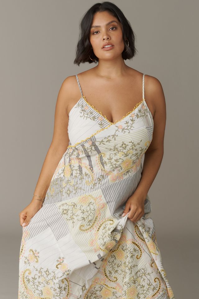 By Anthropologie Sleeveless V-Neck Asymmetric Midi Dress #6