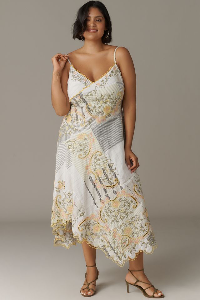 By Anthropologie Sleeveless V-Neck Asymmetric Midi Dress #4