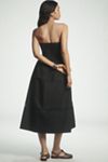 By Anthropologie Cotton Poplin Strapless Midi Dress