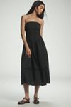 By Anthropologie Cotton Poplin Strapless Midi Dress