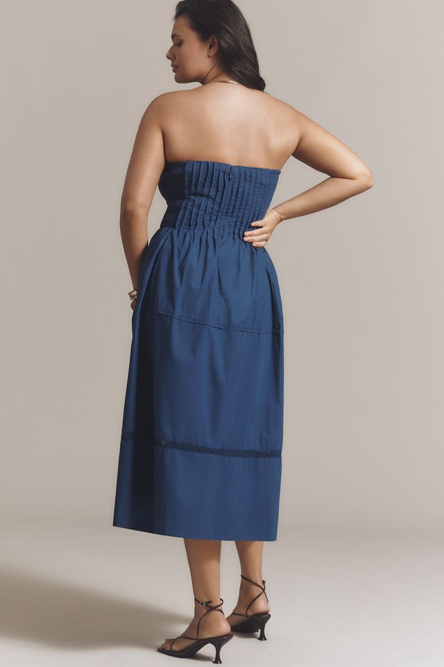 By Anthropologie Cotton Poplin Strapless Midi Dress #4