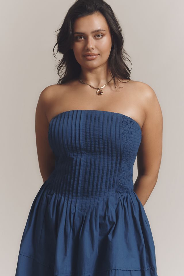 By Anthropologie Cotton Poplin Strapless Midi Dress #5