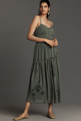 By Anthropologie Sleeveless Asymmetric Midi Dress