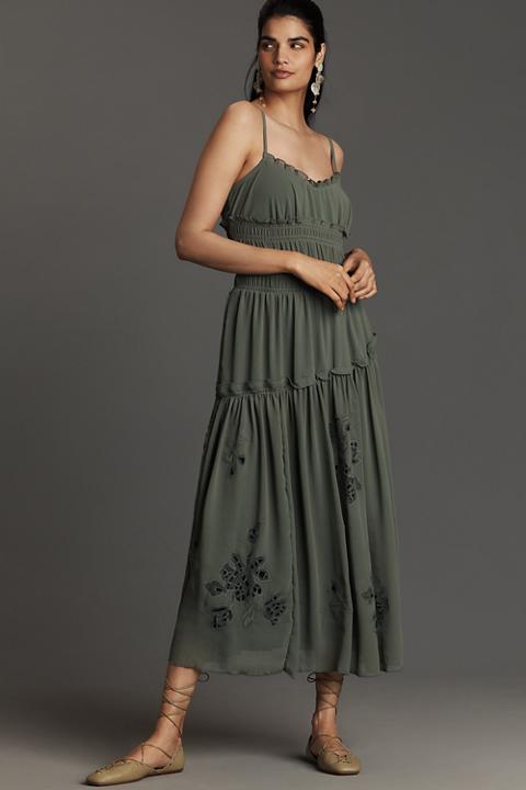 By Anthropologie Sleeveless Asymmetric Midi Dress