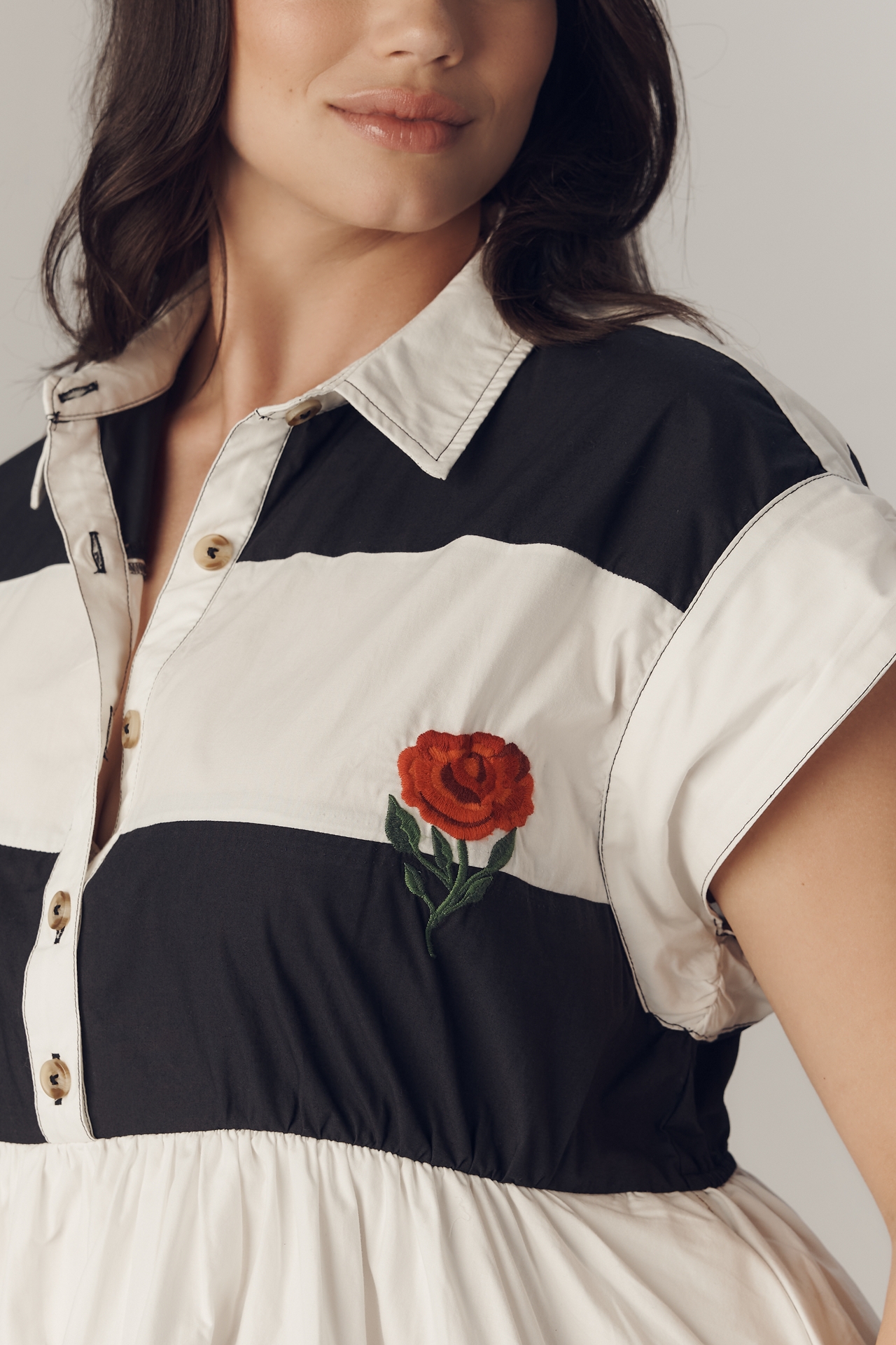 Maeve Short-Sleeve Rugby Swing Mini Dress