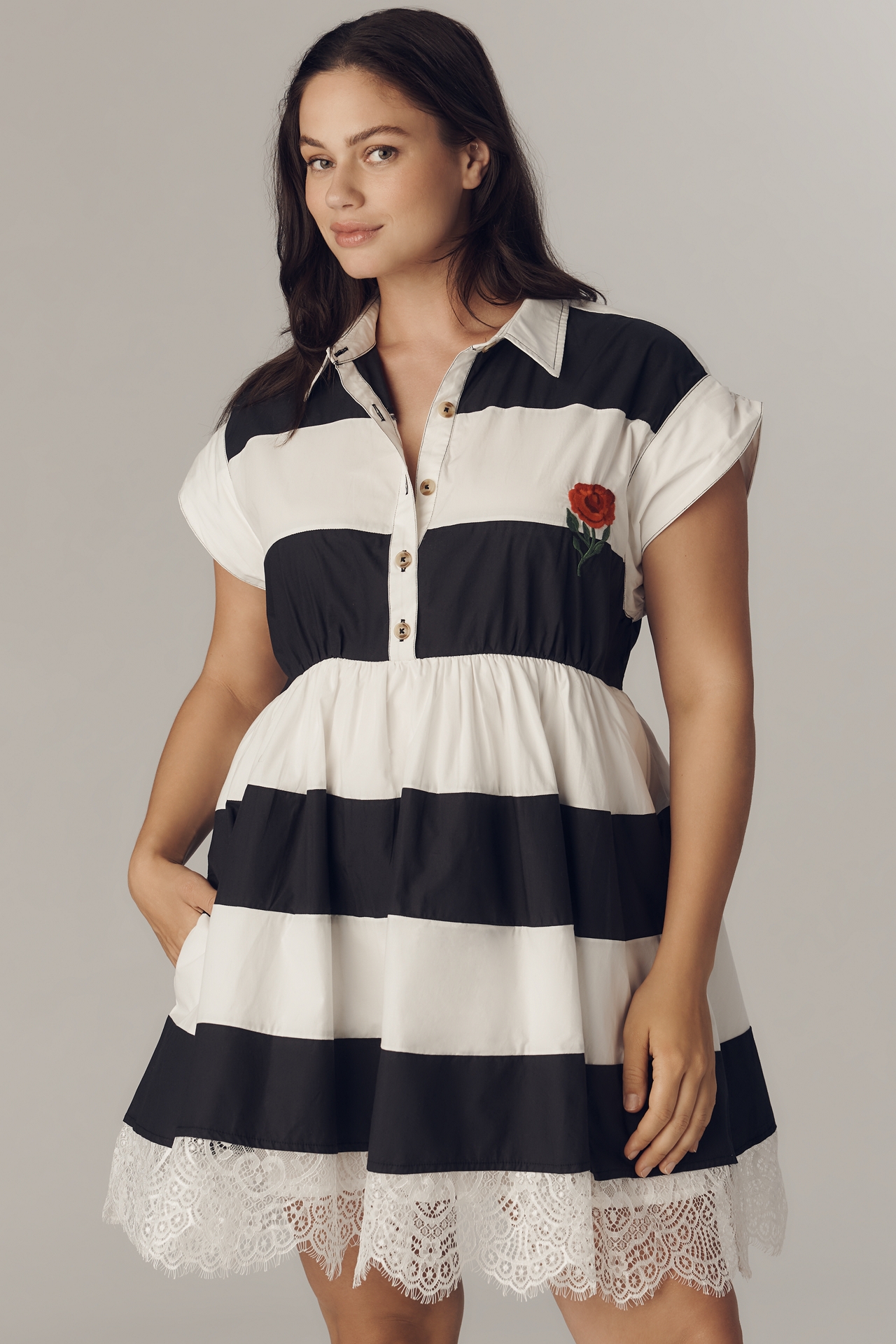 Maeve Short-Sleeve Rugby Swing Mini Dress
