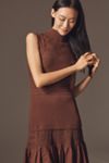 By Anthropologie Sleeveless Mock-Neck Drop-Waist Sweater Midi Dress