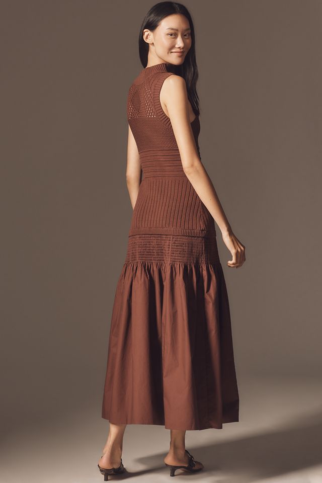 By Anthropologie Sleeveless Mock-Neck Drop-Waist Sweater Midi Dress #2