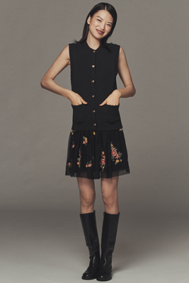 By Anthropologie Sleeveless Cardigan Sweater In Black