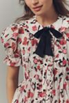 Anisa Makhoul x Maeve Puff-Sleeve Collared Bow-Front Pleated Mini Dress