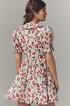 Anisa Makhoul x Maeve Puff-Sleeve Collared Bow-Front Pleated Mini Dress