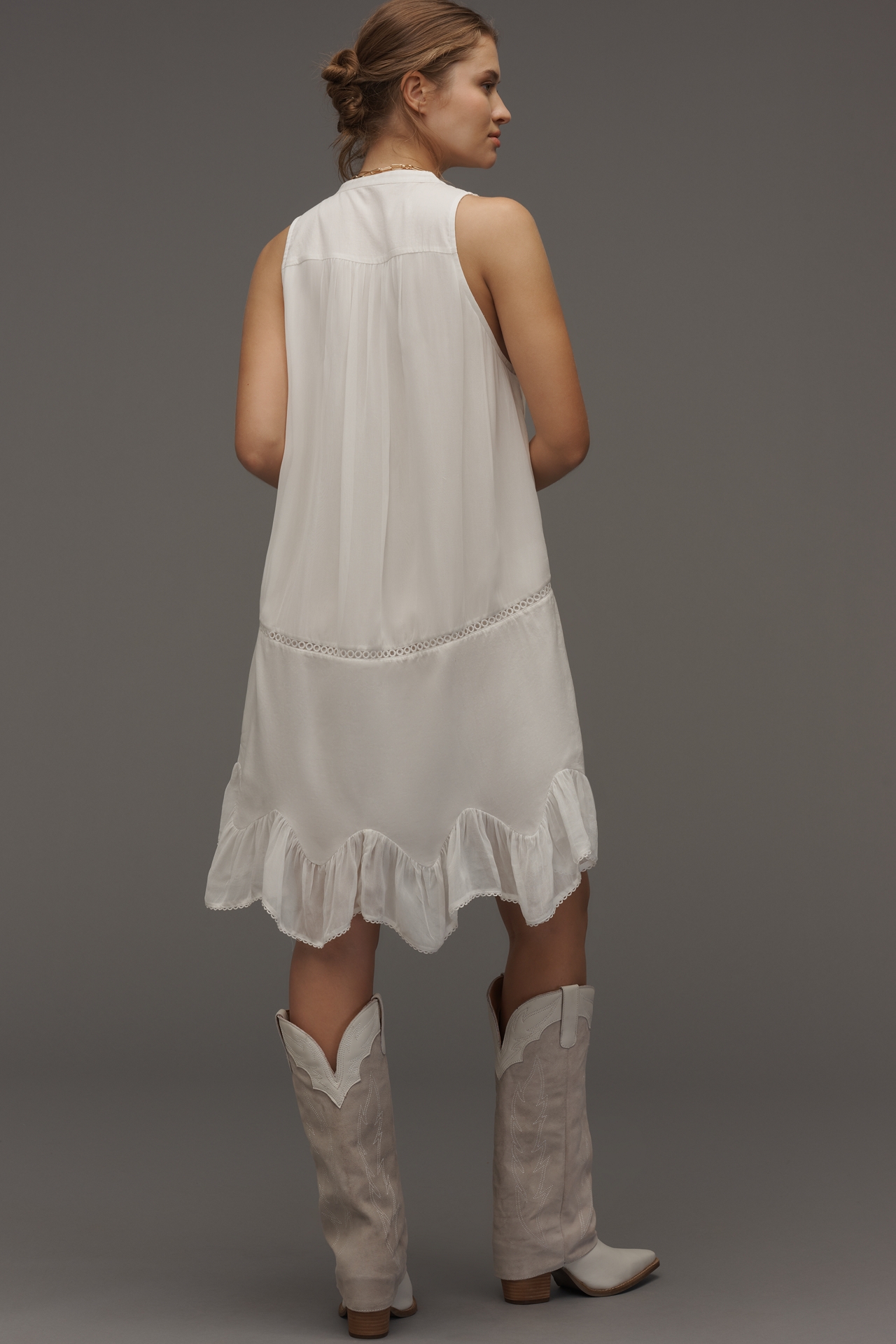 By Anthropologie Sleeveless V-Neck Lace Mini Dress