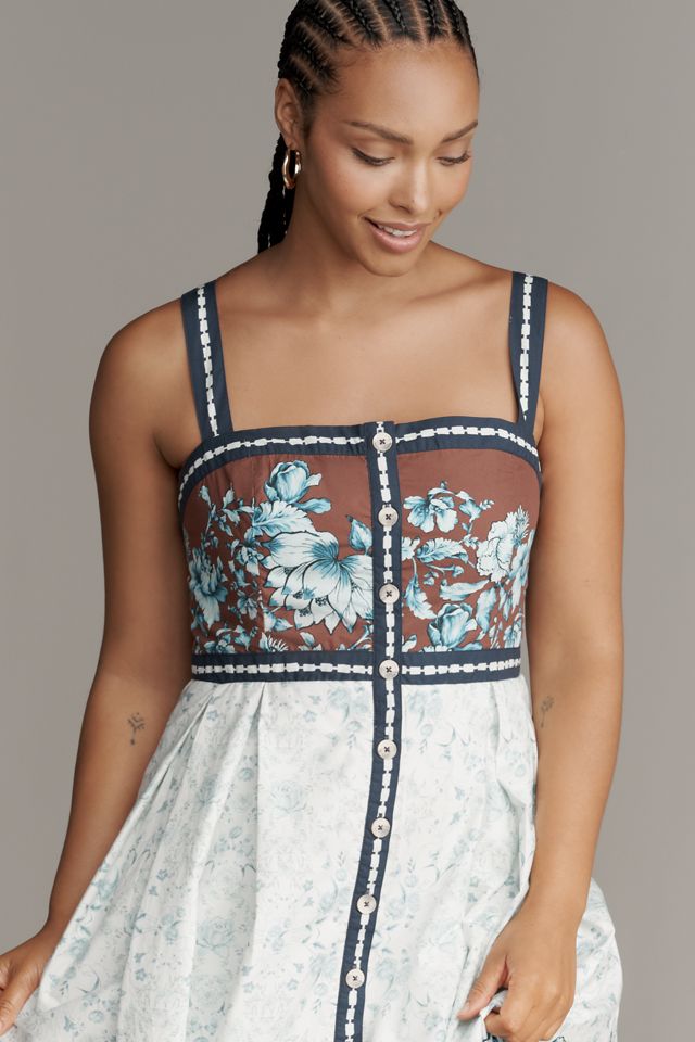 Maeve Sleeveless Square-Neck Button-Front Midi Dress #6