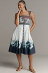 Farm Rio x Anthropologie Linen Blend Strapless Drop-Waist Maxi Dress
