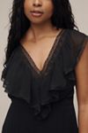 By Anthropologie Short-Sleeve V-Neck Ruffle Midi Dress