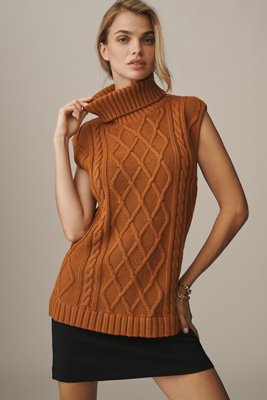 by anthropologie twofer cable-knit sweater mini dress Turtleneck Clothing