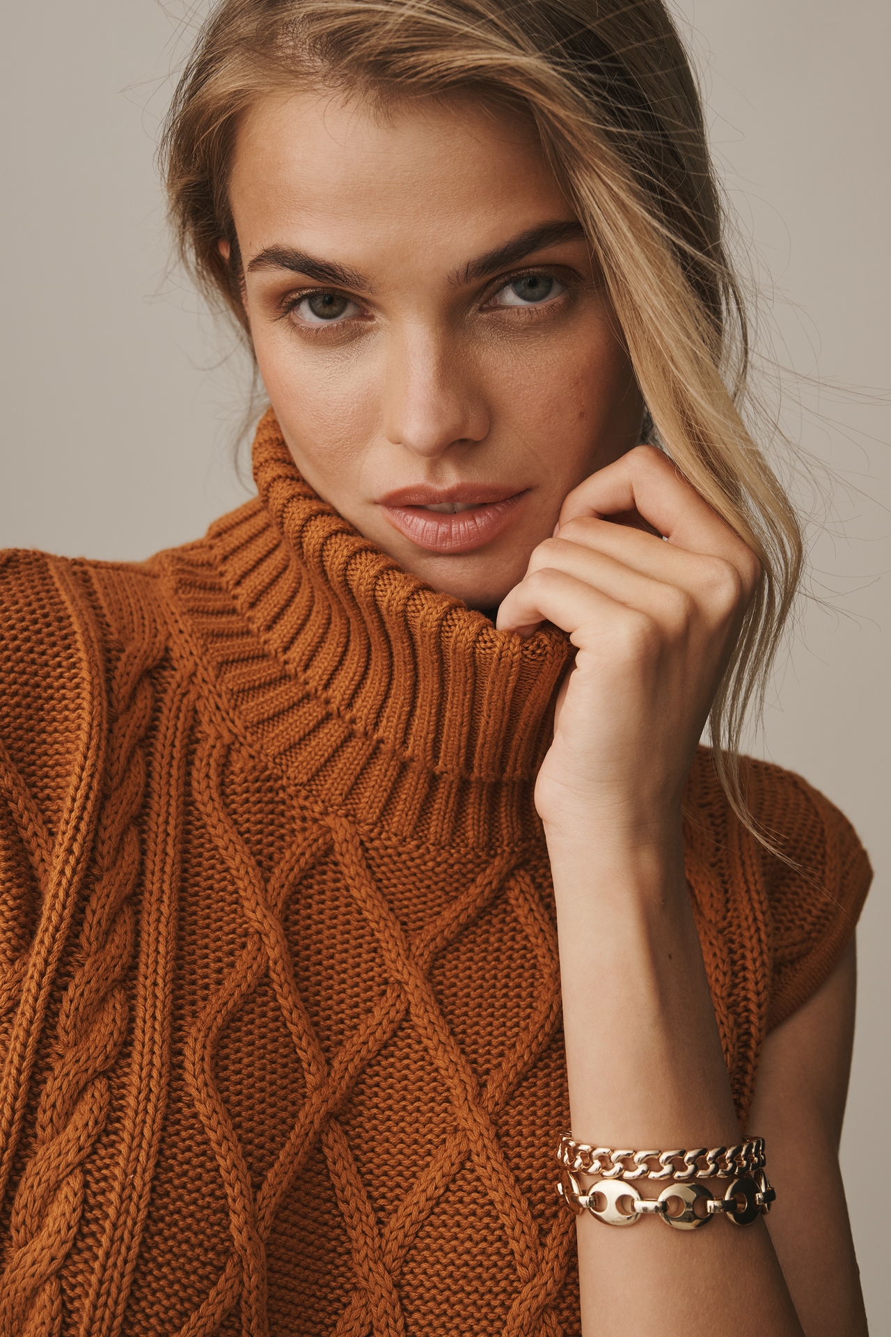 By Anthropologie Turtleneck Cable-Knit Twofer Mini Dress