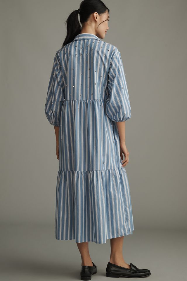 The Bettina Embellished Tiered Shirt Dress by Maeve #1