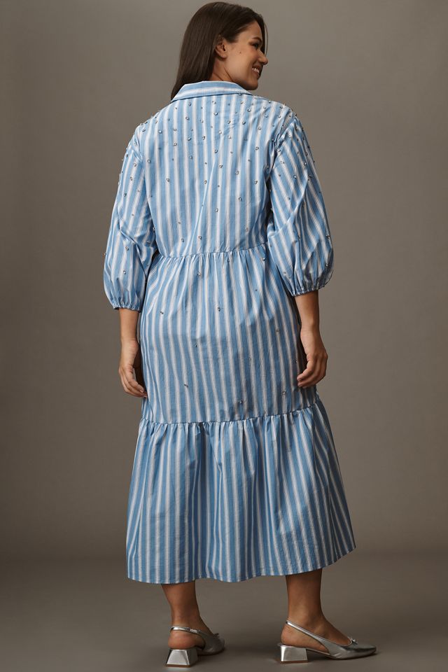 The Bettina Embellished Tiered Shirt Dress by Maeve #4