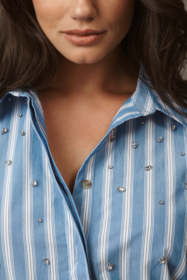 The Bettina Embellished Tiered Shirt Dress by Maeve #6