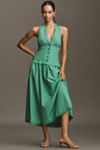 Maeve Halter V-Neck Drop-Waist Midi Dress