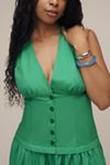 Maeve Halter V-Neck Drop-Waist Midi Dress