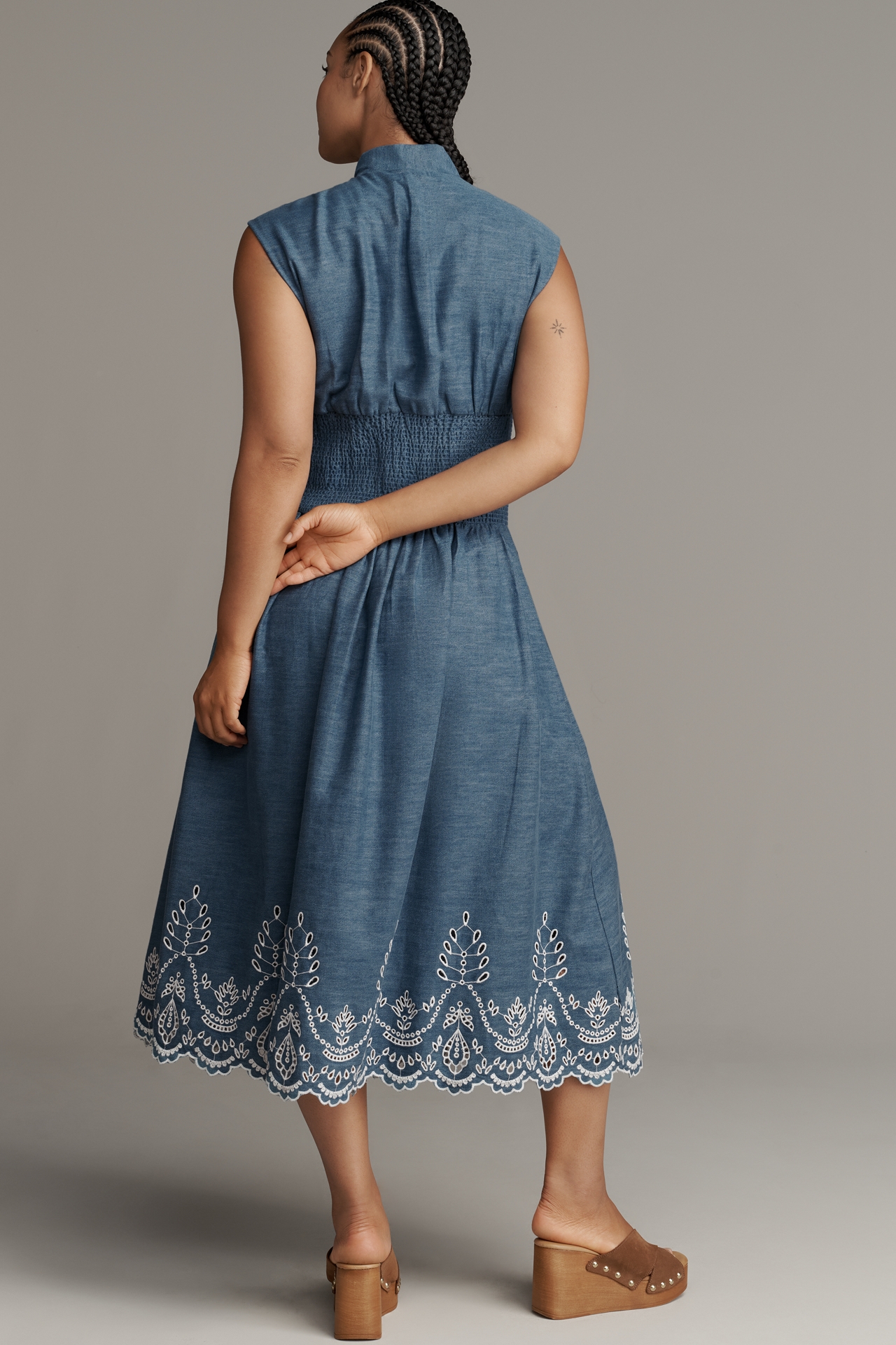 The Tommie Denim Eyelet Trim Dress