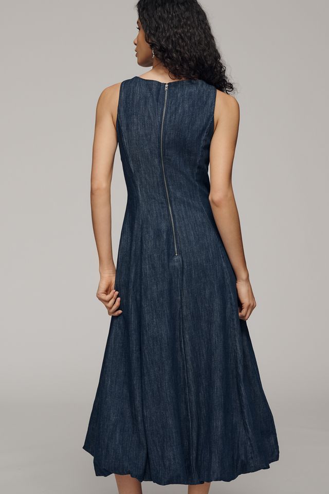 By Anthropologie Boat-Neck Denim Bubble Midi Dress #2