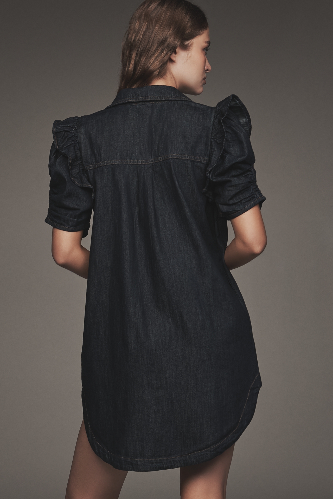 The Ozzi Ruffle-Sleeve Shirtdress by Pilcro