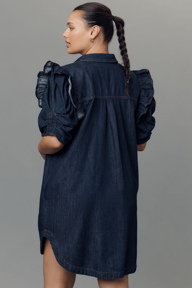 The Ozzi Ruffle-Sleeve Shirtdress by Pilcro #6