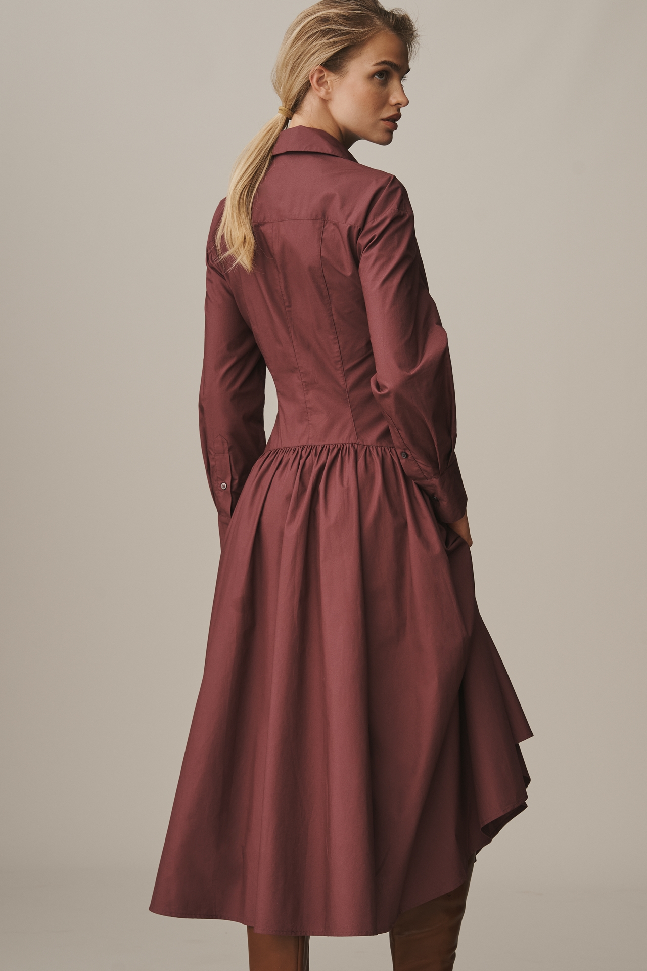 By Anthropologie Drop-Waist Midi Shirt Dress