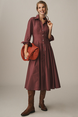 By Anthropologie Drop-Waist Midi Shirt Dress product page