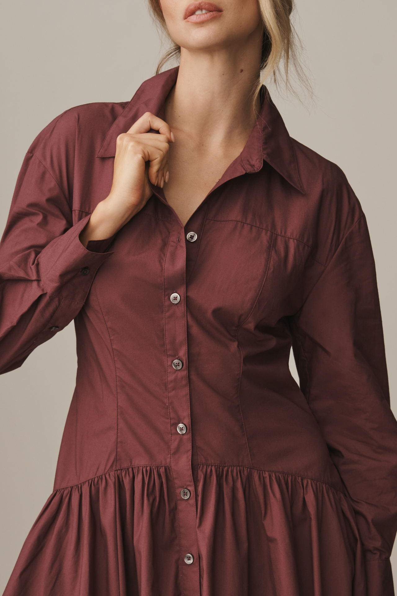 By Anthropologie Drop-Waist Midi Shirt Dress