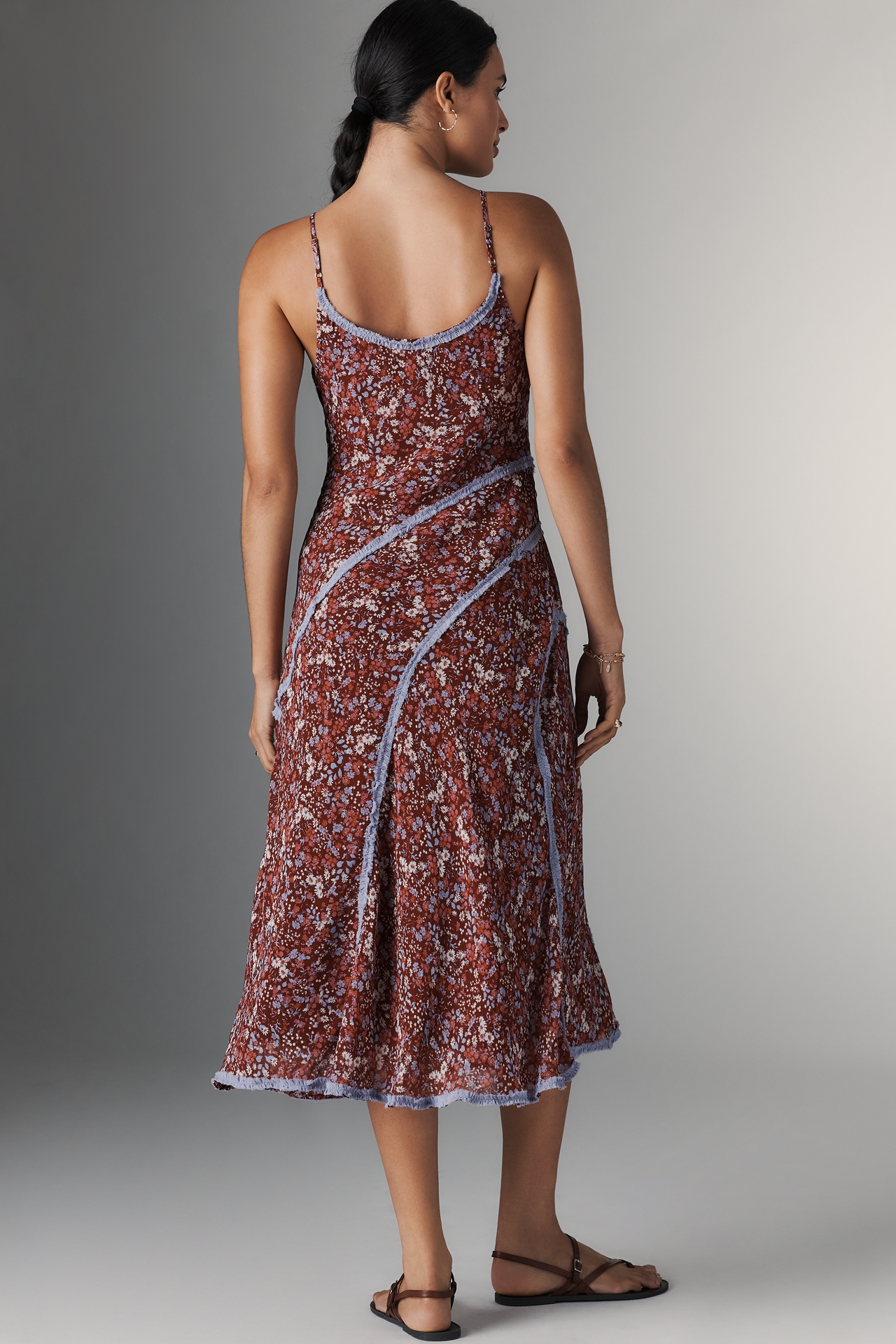 By Anthropologie Sleeveless Appliqué Slip Midi Dress